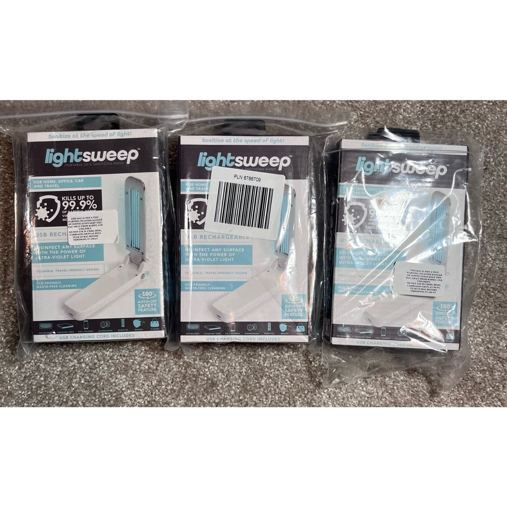 SET OF 3- light sweep portable UV-C sanitizing wands